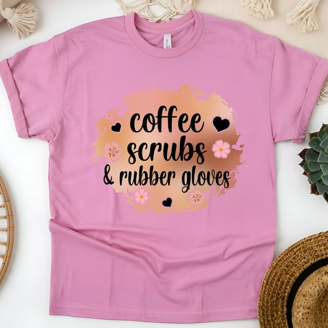 T-Shirt Unisexe « Nurse Life », Haut Décontracté Mignon Café et Sarraus, Azalée, Taille TG