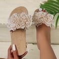 thumbnail image 4 of Dakaela Flower Flat Sandals for Women Comfortable Summer Beach Walking Slippers Arch Support Open Toe Casual Slip on Slides White 6.5, 4 of 7