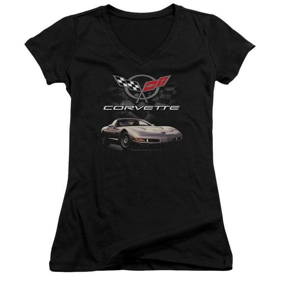 Chevrolet Checkered Past Junior Women's T-Shirt V-Neck Black