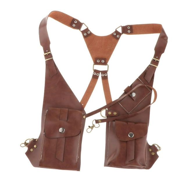 Bolso de hombro con arnés, práctico bolso tipo cartera para mochilero, senderismo, disfraz, equitación , Marrón oscuro