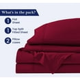 thumbnail image 3 of Top Split Head Flex Sheet Set-for Adjustable Bed-4 Pcs -100% Egyptain Cotton 700 Thread Count - 15-Inch Deep Pocket - Cal King Size Burgundy Solid - Split Down 36 inches from The top, 3 of 5