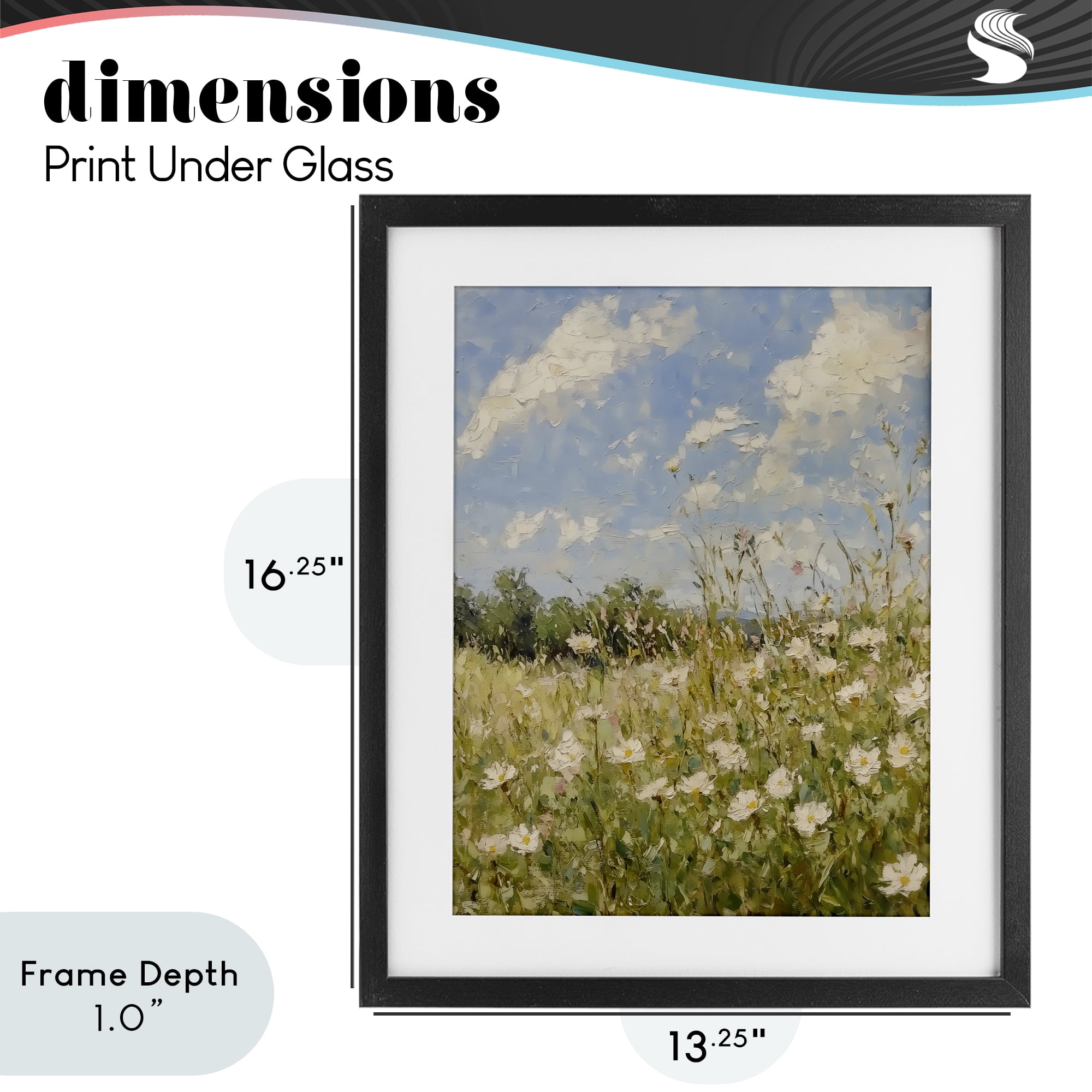 Stupell Industries Wildflower Field Beneath Blue Sky Black Framed Print Under Glass, design by LSR Design Studio