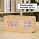 thumbnail image 5 of Reloj despertador LED Mesa de madera Humidómetro Termómetro Control de voz Temporizador de escritorio digital, Madera de bambú Luz azul Advancent HA004025-01, 5 of 6