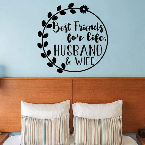 VWAQ Best Friends for Life Husband and Wife Wall Decal Romantic Wall Decor - 13"H X 13"W Black