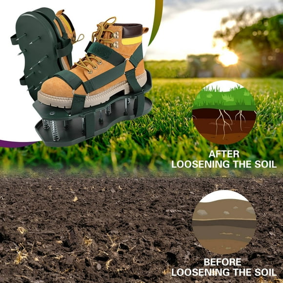 Aodebiao Lawn Aerator Shoes for Grass - Aerator Lawn Tool, Pre-Assembled Automatic Dirt and Leaf Clean Design, Yard Garden Grass Aerator for Lawn Soil