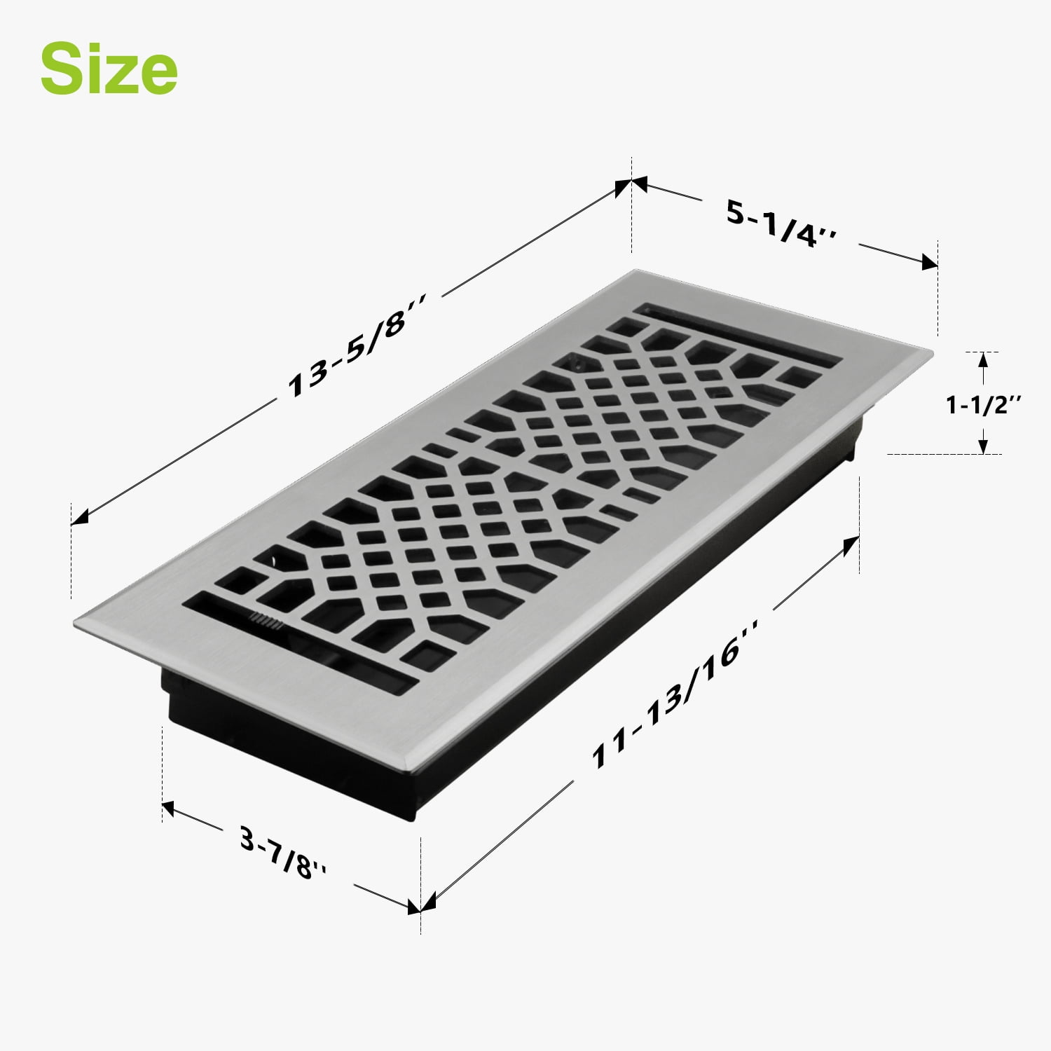 Naiture Stainless Steel Floor Register, Heavy Duty Rust-Resistant Floor Vent Cover, Metal Damper or Lever, Antique Style Grille Floor Vent, Duct Size 4" X 12", Brushed Nickel Finish
