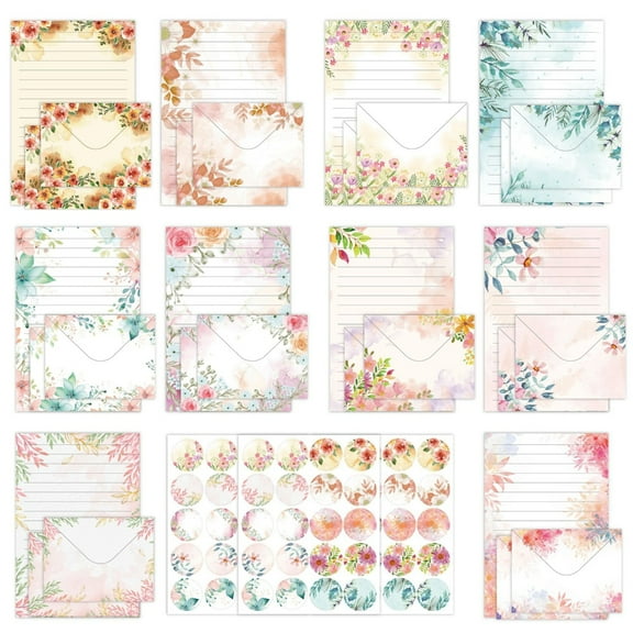 Paper Stationery Set with 50 Lined Letter Paper 50 Envelopes 60 Seal Label