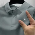 thumbnail image 3 of Camiseta de manga corta con solapa de verano para oficina, estilo clásico, estilo polo, para hombre, para negocios, ocio, transpirable, 3 of 5