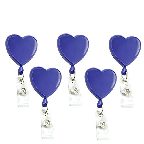 Specialist ID Heart Shaped Badge Reels with Alligator Clip for Nurses 5 Pack 