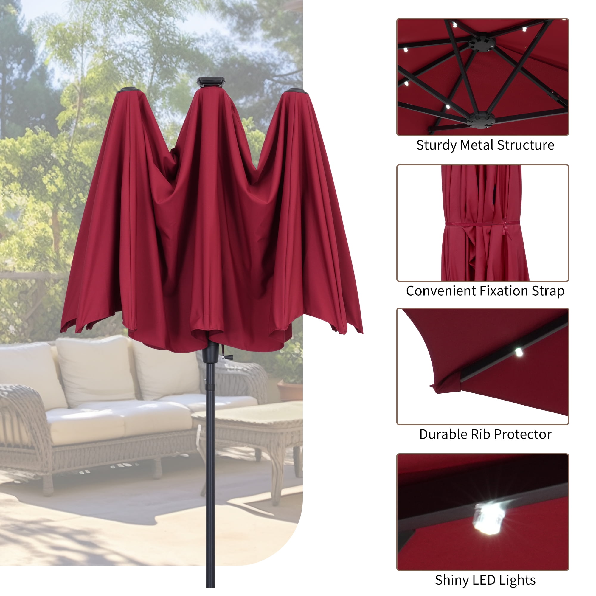 11 ft led round offset patio umbrella in chili red Formosa Covers Replacement Canopy for 11ft 8 Rib Hanging Cantilever Market Outdoor Shades Ribs Length 64" (Canopy Only) (Jockey Red) : Patio, Lawn & Garden vented top keeps air circulating Pellebant 11 ft. x 11