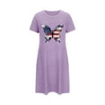 thumbnail image 4 of Aobny Women Moomoo Nightgown Lightweight Patriotic Short Night Shirt Purple Short Sleeve Womens Pajama Set,M, 4 of 5