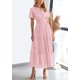 thumbnail image 4 of Vestido largo PRETTYGARDEN 2025, verano, cuello en V, ojales, rosa, 4 of 8