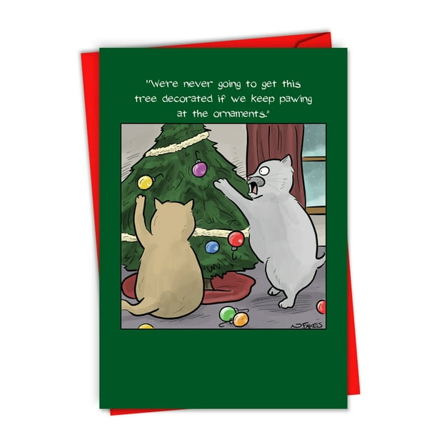 12 Funny Merry Christmas Cards With Envelopes Boxed Cards Of Cats