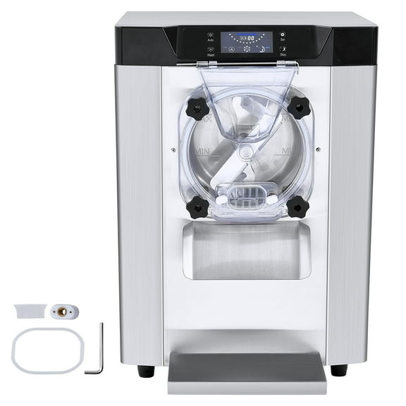 KFFKFF Commercial Ice Cream Machine, 12 L/H Output, 1713W Single Flavor Countertop Hard Serve Ice Cream Maker, 4.5L Stainless Steel Cylinder, LED Panel with Auto Cleaning and Pre-cooling Features