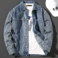 thumbnail image 2 of Chaqueta vaquera para hombre, abrigo vaquero japonés azul para hombre, con hombros anchos empalmados, estilo rockero geométrico, informal, vintage, talla grande, vaquero, novedad, 2 of 4