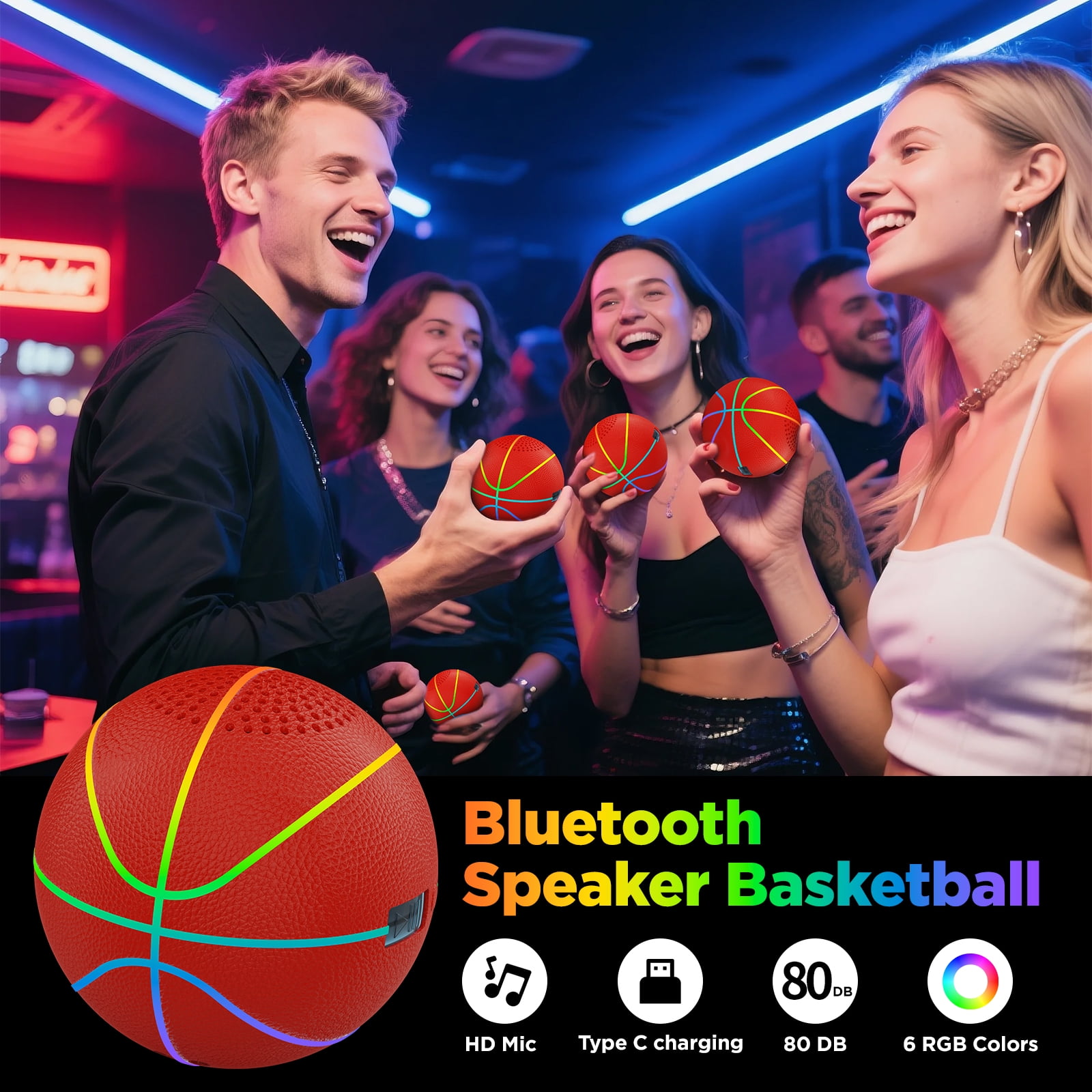JISPOORT LED Lighting Bluetooth Portable Speaker Multi-color