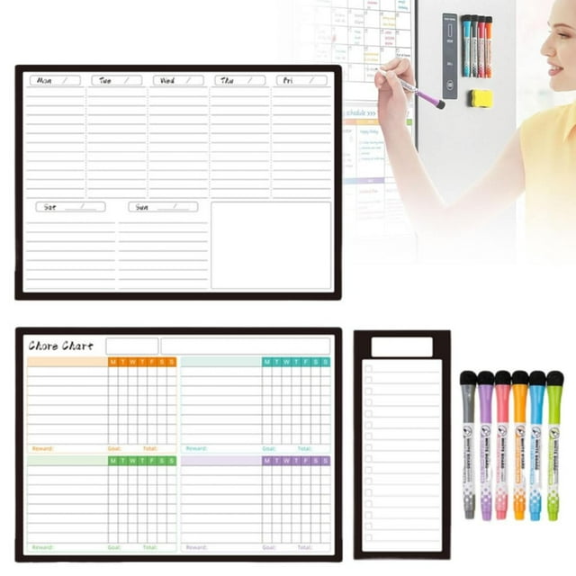 Hexang Tableau de Calendrier Quotidien pour Réfrigérateur Planificateur de Repas Tableau Blanc pour École Maison 6ml