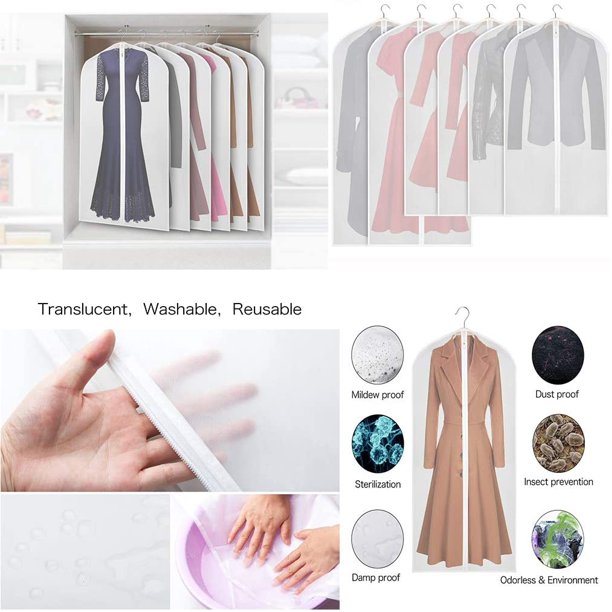 10 PCS Clear Garment Bag Suit Bags for Storage Hanging DustProof