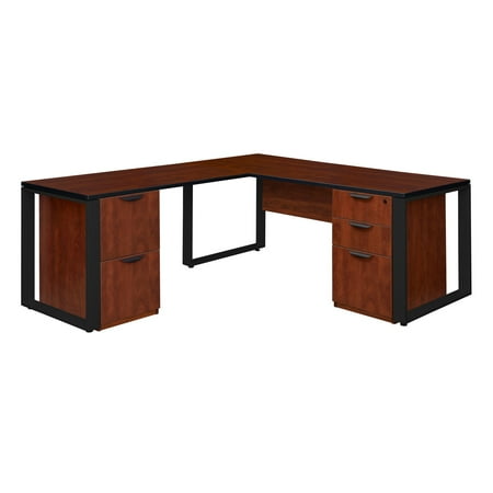 UPC: 0192357002254 | Regency Structure Double Laminate Pedestal L-Desk with 42 in. Return