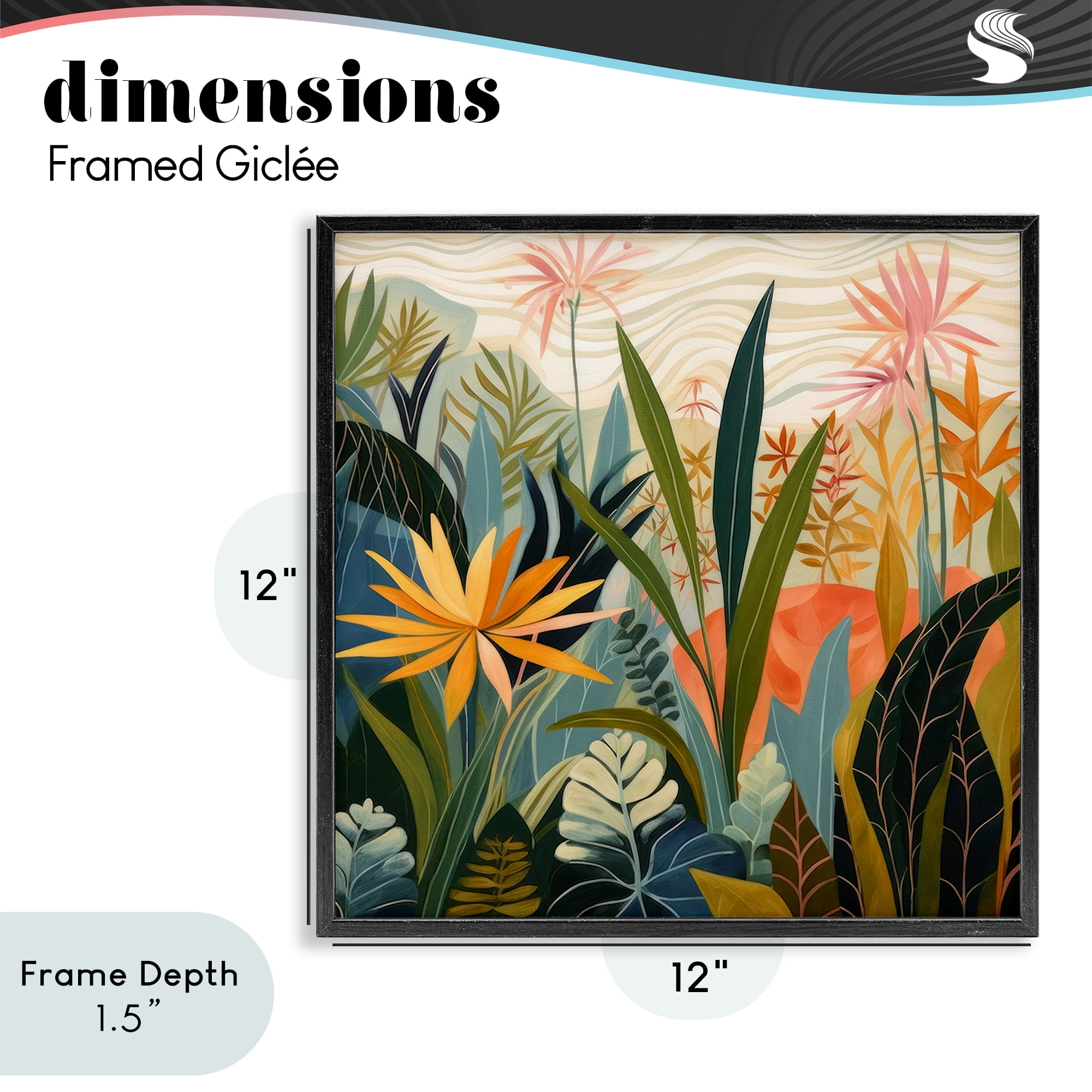 Stupell Industries Tropical Botanical Embrace Black Framed Giclee Art, design by Lazar Studio