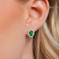 thumbnail image 3 of Gem Stone King 1.92 Ct Oval Green Simulated Emerald 18K Rose Gold Plated Silver Earrings, 3 of 6