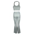 thumbnail image 5 of HJYCHN Women's Trousers Suit Casual Outfit High-Waist Long Pants Solid Color Summer Wear Comfortable Work Pants Set Grey XL, 5 of 5