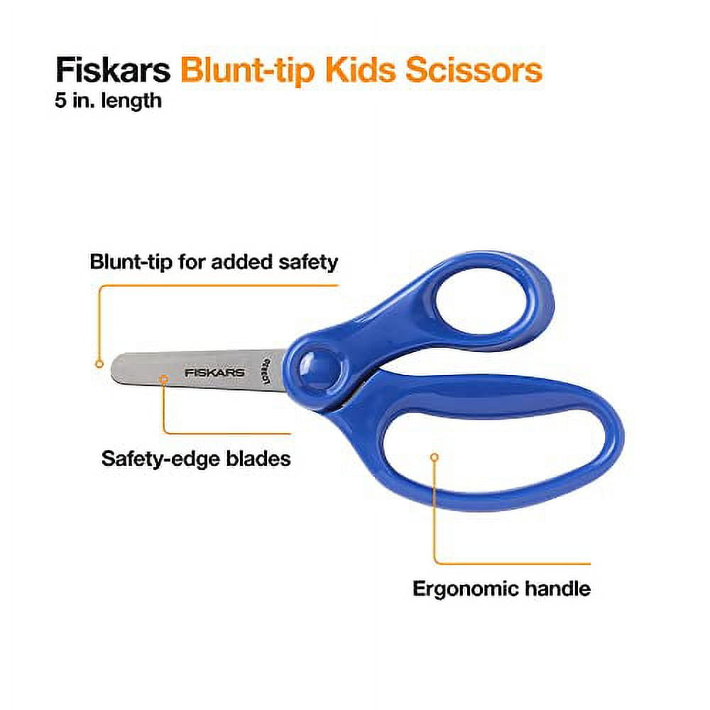 Fiskars 194160-1035 Blunt-tip Kids Scissors 5 inch, 3 Pack, Cool