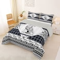 thumbnail image 2 of Manfei Vintage Wolf Print Full Size Comforter Sets,Gray Check Pine Bedding Comforter Set,Light Gray Reversible,3pcs,1 Comforter and 2 Pillowcases, 2 of 7