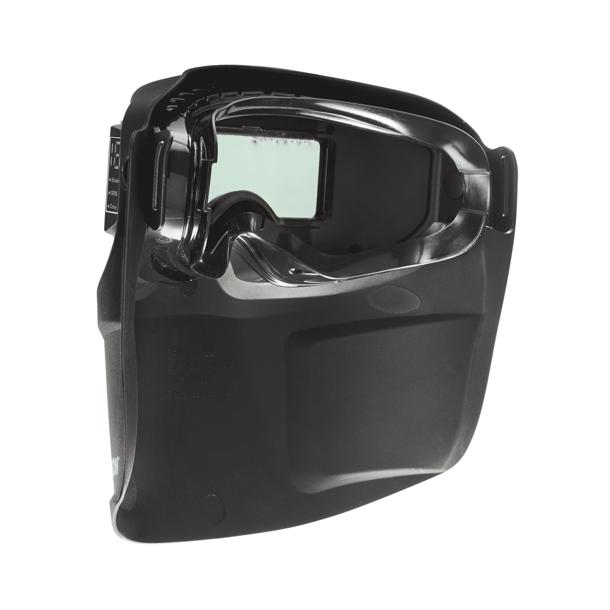 Jackson Safety - Welding Mask and Hood Kit - Auto Darkening -  Thermoplastic - 1.38" x 3.54" Viewing Area - Shade 3/5-12 ADF - Black - Rebel Series
