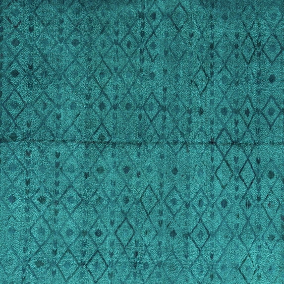 Ahgly Company Machine Washable Indoor Square Abstract Turquoise Blue Modern Area Rugs, 4' Square