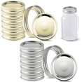 thumbnail image 2 of Tapas y bandas de enlatado de boca regulares, tapas de tipo dividido de 24 piezas para tapas de enlatado de tarro de albañil tapas de tarro de conservas para mermelada y miel (70 mm) (astilla dorada) brillar Electrónica, 2 of 6