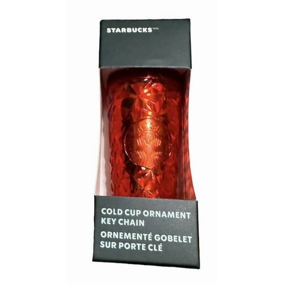 Starbucks Holiday Red Prism Diamond Cold Cup Christmas Ornament Keychain