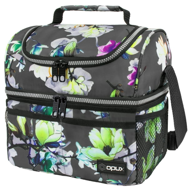 Insulated Dual Compartment Lunch Bag for Women, Ladies Double Deck