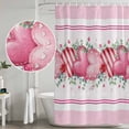 thumbnail image 4 of Polyester Fabric Valentine's Day Shower Curtain, Pink Love Heart Eucalyptus Leaves Striped Waterproof Bathtub Curtain Bathroom Decor Set with Hooks 54 x 78 Inches, 4 of 6