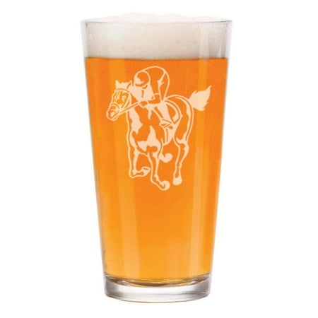 

16 oz Beer Pint Glass Gift Horse Racing