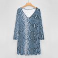 thumbnail image 4 of Blue Snake Pattern Long Sleeve Dresses For Women Vintage Elegant Party Dress Oversized V-neck Dress S-8XL, 4 of 7