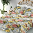 thumbnail image 3 of Ambesonne Flower Fitted & Flat Sheet with Sham 3 Pcs Set, Lilies Gerbera Floral Art, Twin, Mustard and Salmon, 3 of 5