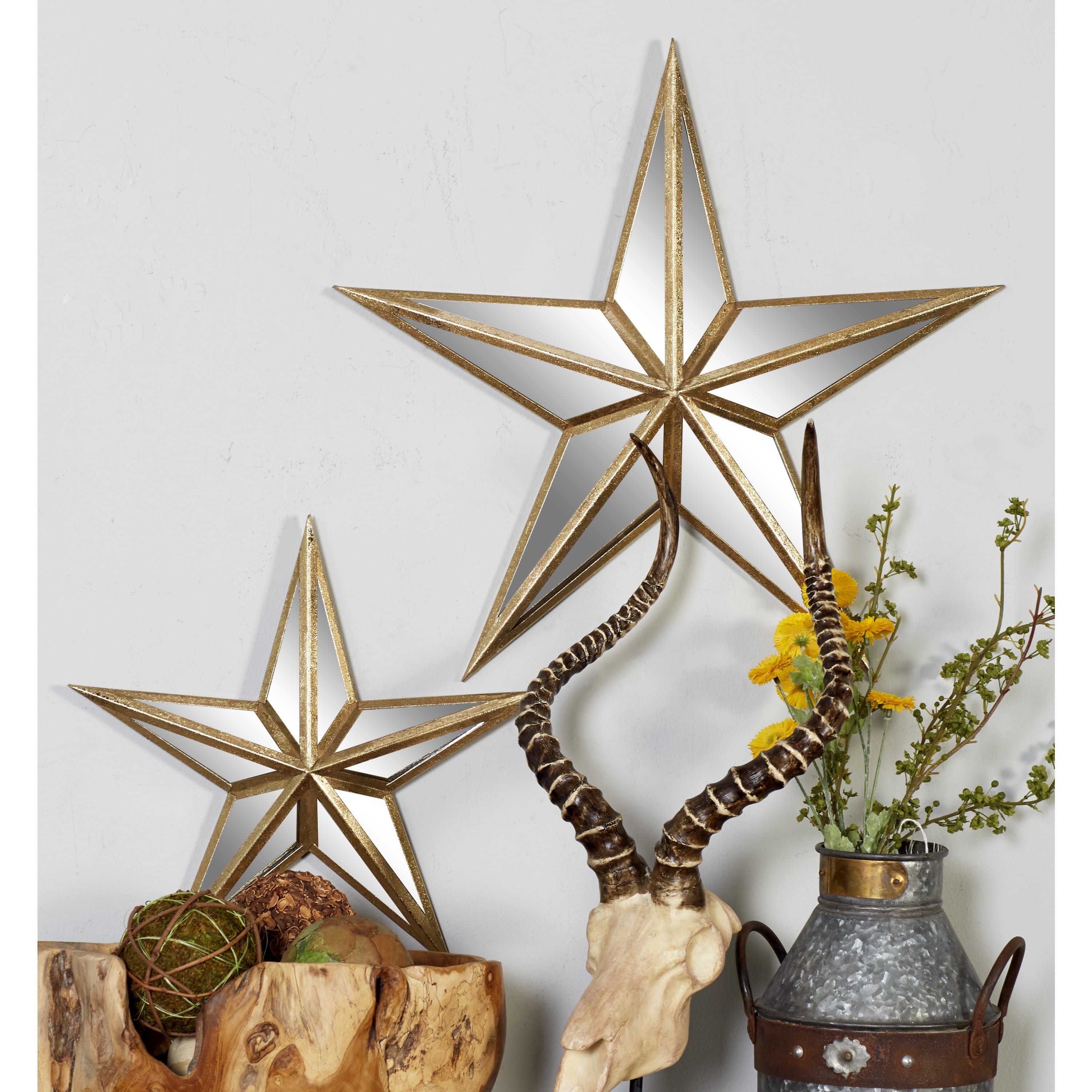 DecMode Cream Metal Indoor Outdoor Star Wall Decor (2 Count) - Walmart.com
