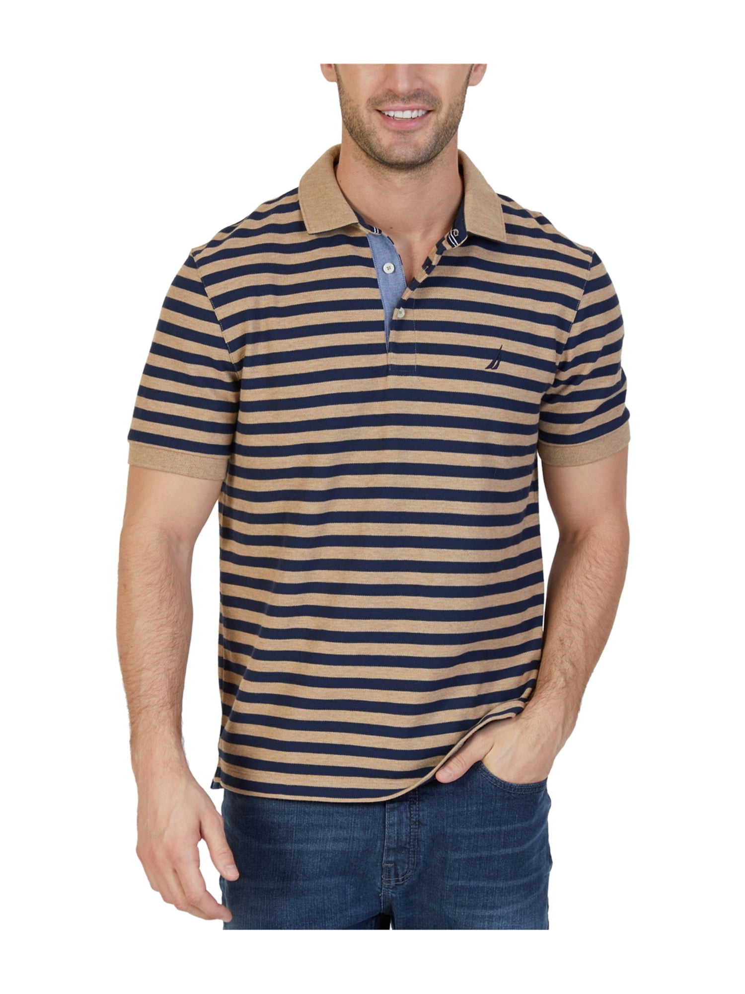 Nautica - Nautica Mens Striped Performance Deck Rugby Polo Shirt - Walmart.com - Walmart.com
