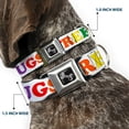 thumbnail image 2 of Buckle-Down Pet Collar, Dog Collar Metal Seatbelt Buckle, Free Hugs White Multi Color, 16 to 23 Inches 1.5 Inch Wide, 2 of 8