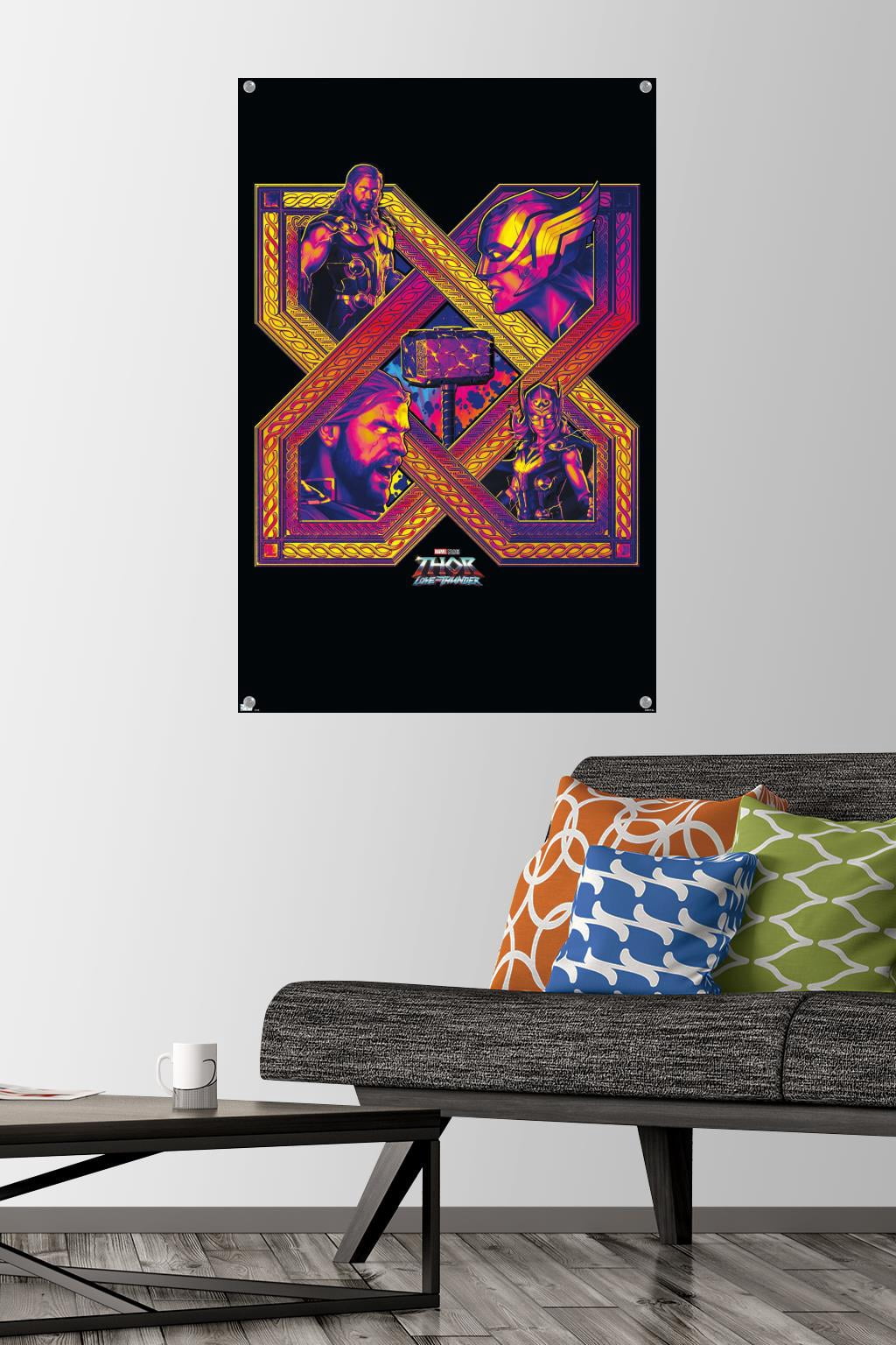 Marvel Thor: Love and Thunder - Cross Wall Poster with Pushpins, 22.375" x 34"