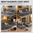 thumbnail image 5 of Cubente 78.7" Double Chaise Lounge Chair Indoor, Oversized Boneless Sofa Bed, Deep Seat Sleeper Couch Reading Chairs, Cloud Sofas with Cup Holder & Side Pocket for Living Room, No Assembly Required, 5 of 9