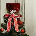 thumbnail image 4 of HCTSHG Christmas Tree Topper Hat, Large Red Sequins Top Hat with Bow Ribbon and Snowflake, for Xmas Tree, Snowman Desktop, Holiday Home Decor, 4 of 9