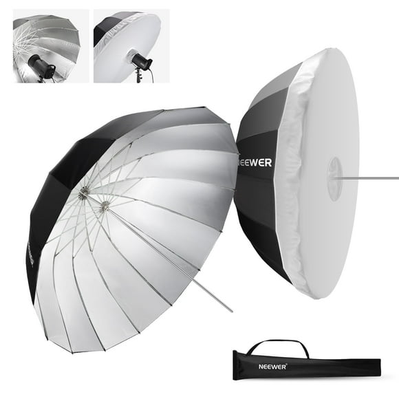 NEEWER 65"/165cm Parabolic Reflective Umbrella Photography with Silver Inner, Soft Lighting with Diffuser Cover, Bag, Quick Fold for Camera Photo Stud