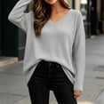 thumbnail image 5 of Bnwani Womens Plus Size Pullover Blouses Elegant Waffle Pattern Loose Shirts Long Sleeve V-Neck Pullover Tops Gray 2XL, 5 of 8