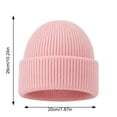 thumbnail image 4 of Fall Winter Unisex Ribbed Knitted Beanie Solid Color Fold Cuff Skull Cap Soft Stretchy Warm Beanie Hat for Men Women Casual Daily Outing Pink, 4 of 5