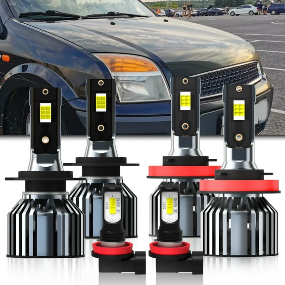 LED Headlight Bulbs Fit for Ford Fusion 2006-2018,H7 High Beam   H11/H8/H9 Low Beam Bulbs   H11/H8/H9 LED Fog Light Bulb,6000K Cool White,Plug and Play with Cooling Fan,Pack of 6
