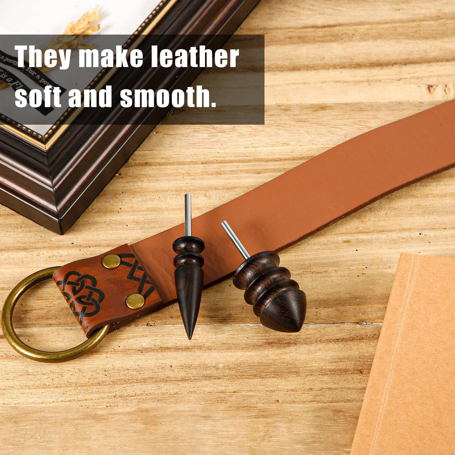 2pcs Leather Burnisher Bits for Rotary Tools, 2 Styles Leather Burnishing Tips Edge Burnishing Tool Polishing Head Accessories for Leather Craft Hand Making