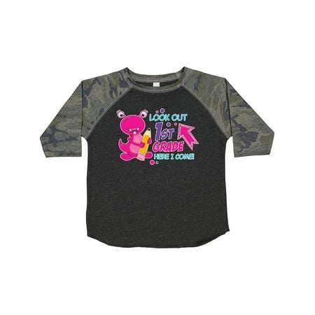 

Inktastic Look out 1st Grade Here I Come with Cute Pink Monster Gift Toddler Boy or Toddler Girl T-Shirt