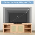 thumbnail image 3 of Highsound Boho Style TV Stand for 65 Inch TV, Entertainment Center with 2 Doors and Shelves, Rattan TV Console Media Console with Cord Holes and Solid Wood Feet for Living Room Bedroom, Oak, 3 of 7